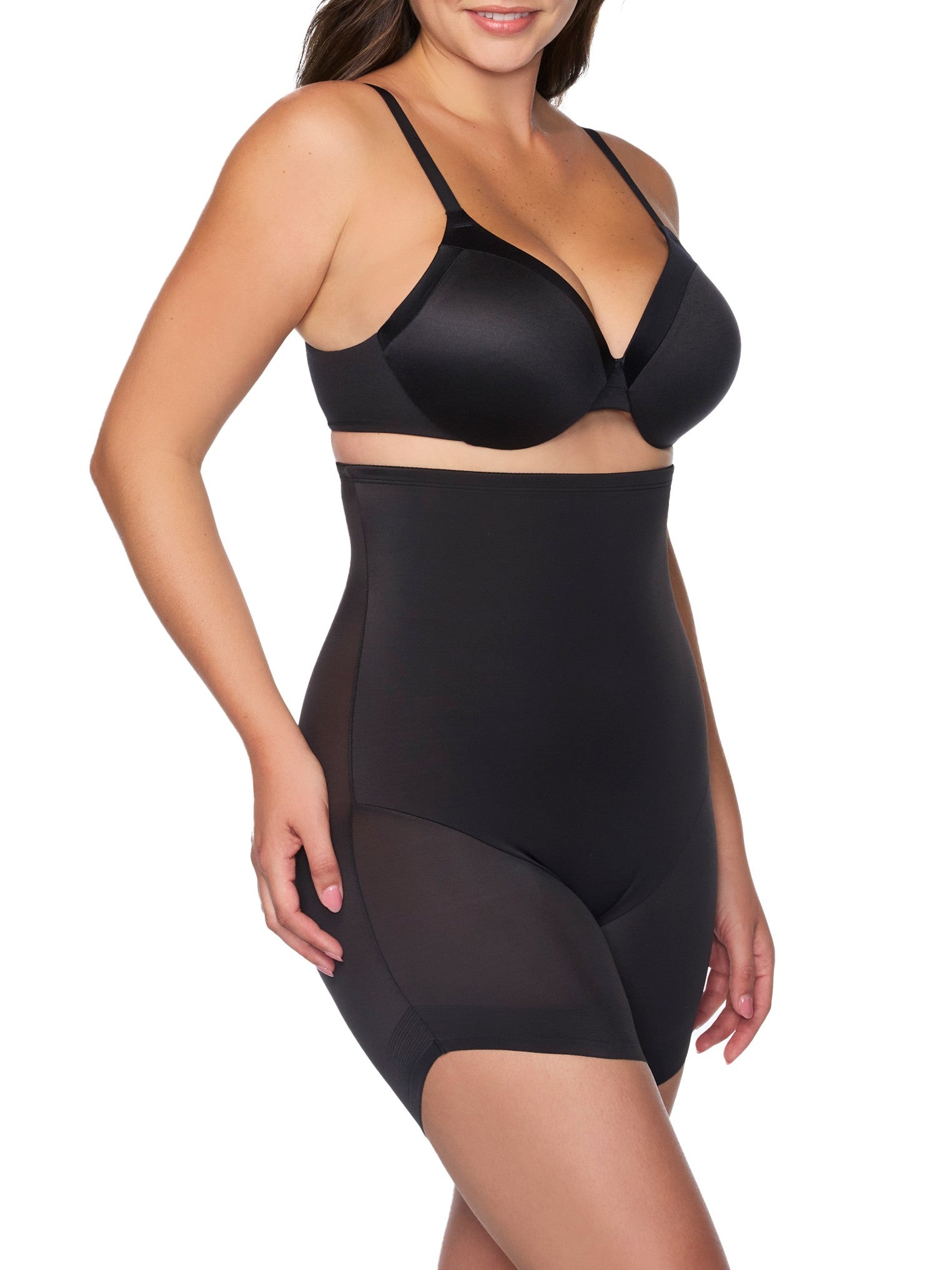 Pantaloncini modellanti con orlo obliquo e vita alta con bordo rialzato